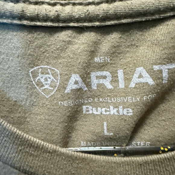 Ariat Men's Khaki Short Sleeve Tee Size Large - Picture 2 of 5